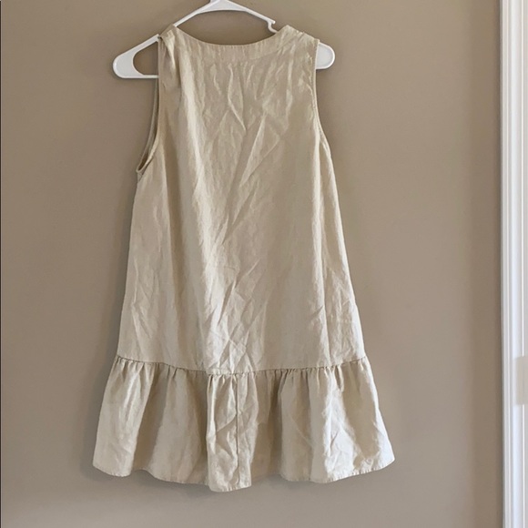 Cream linen button down mini dress - Picture 2 of 3